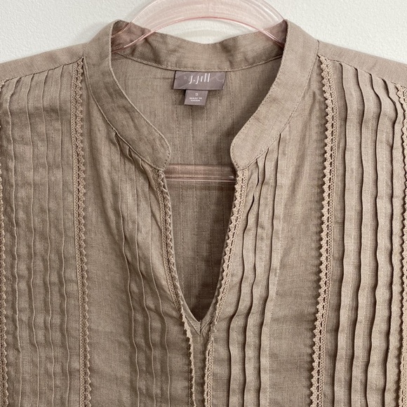J. Jill Linen Tunic Top Women's Small Neutral Beige - Picture 3 of 9